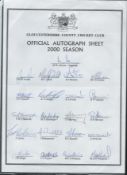 Cricket. Gloucestershire Country Cricket Club Official Autograph Sheet 2000 Season. Signatures