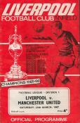 Liverpool FC Vs Manchester Utd FC Vintage Football Programme on 25th March 1967 at Anfield During