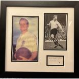 Football Sir Tom Finney Signed Signature piece in Presentation Frame with two photos, one black