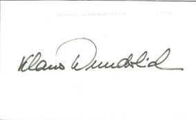 Klaus Wunderlich signed 5x3 white card. Klaus Wunderlich (18 June 1931 - 28 October 1997) was a