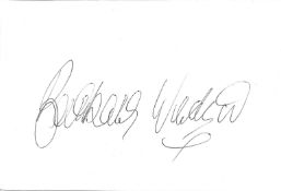 Barbara Windsor signed 6x4 white index card. Dame Barbara Windsor DBE (born Barbara Ann Deeks; 6