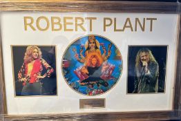 Music Robert Plant 23x38 overall professionally framed signature piece including two mounted 10x8