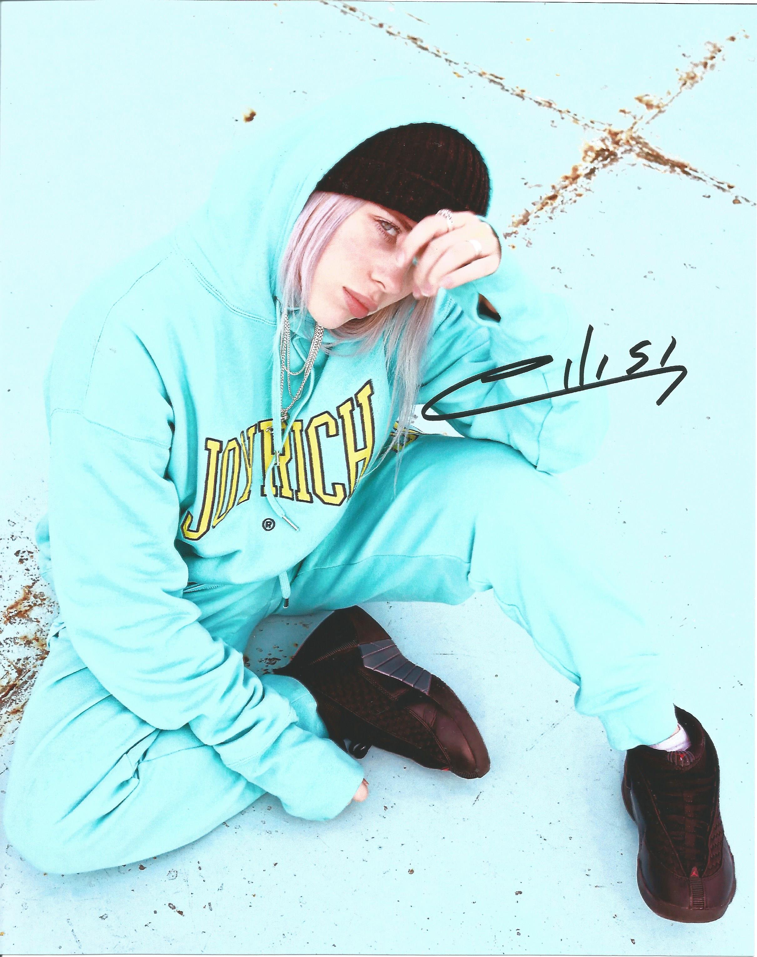 Billie Eilish signed 10x8 colour photo. Billie Eilish Pirate Baird O'Connell ( born December 18,