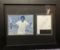 Tennis Ilie Nastase Personally Signed Signature piece with a 6x5 black and white photo in a wood