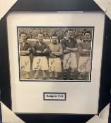 Football. Rangers 1950s Multi Signed 10x8 Black and White Photo in a Presentation Frame.