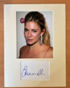 Actress Sienna Miller Personally Signed signature piece with 10x8 Colour photo, Mounted to an