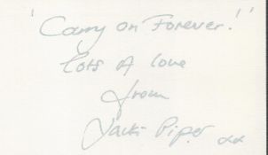 Jacki Piper signed 5x3 white index card. Jacqueline Crump (born 3 August 1946), known professionally