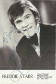Freddie Starr signed vintage 6x4 black and white promo photo. Freddie Starr (born Frederick Leslie