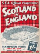 Scotland Vs England Vintage Football Programme From 14th April 1954 at Hampden Park. Rare Used