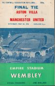 Football Aston Villa v Manchester United FA Cup Final vintage programme Empire Stadium Wembley May