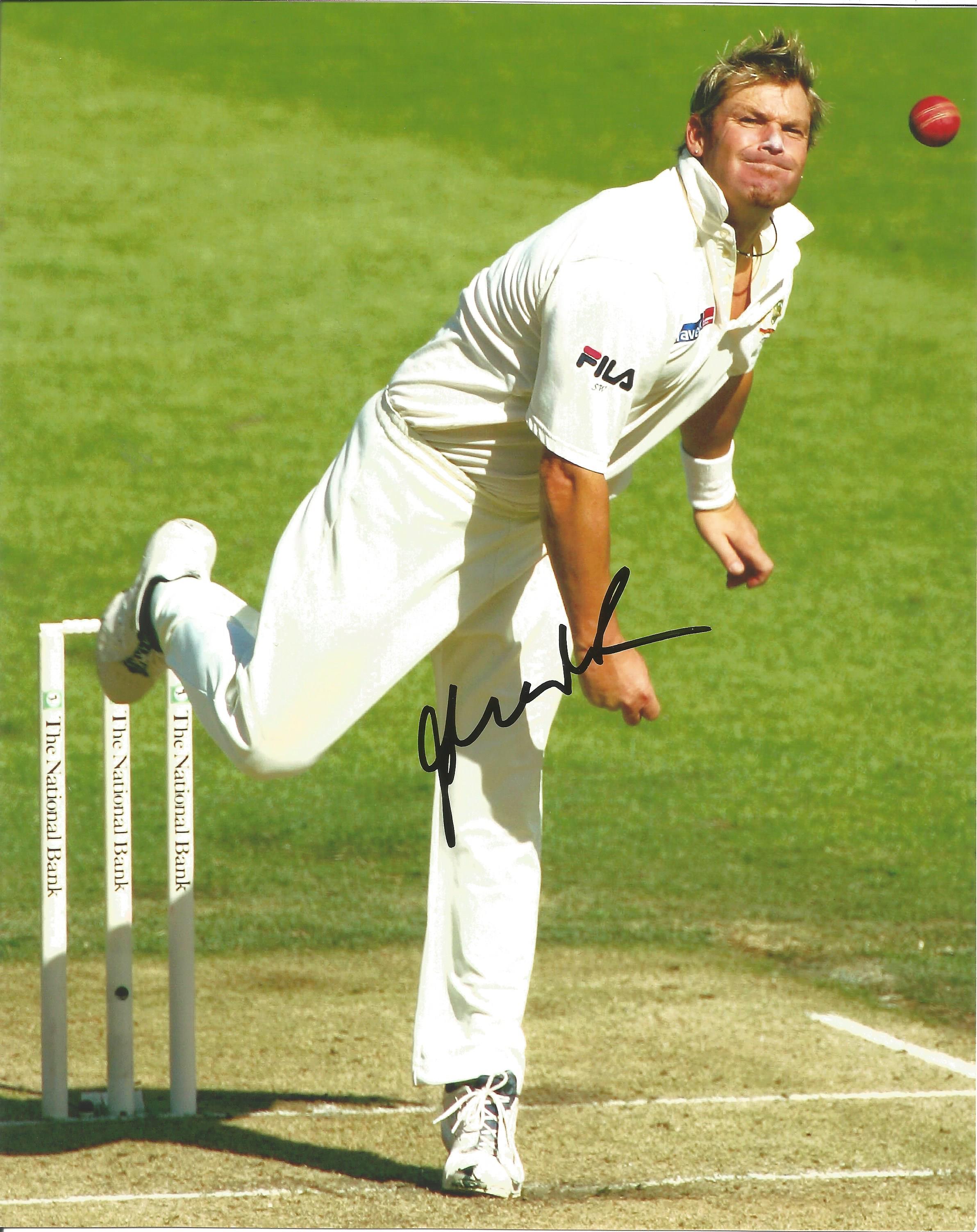 Shane Warne signed 10x8 colour photo. Shane Keith Warne (born 13 September 1969) is an Australian