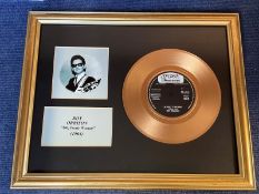 Roy Orbison Oh , Pretty Woman Original Gold Vinyl in Gold Effect Presentation Frame measuring