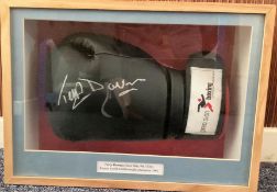 Boxing Legend Terry Downes Personally Signed Precision Boxing, Boxing Glove In wooden Frame