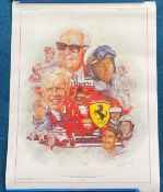 Motor Racing. Ferrari Formula One British Drivers 50th Anniversary 1997 limited edition 26x20 Colour