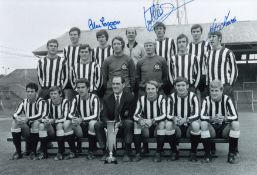 Autographed NEWCASTLE UNITED 12 x 8 photo - B/W, depicting a superb image showing the 1969 Fairs Cup