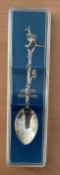 Kangaroo White metal, Enamel Collectors Spoon in plastic protective case. Spoon is showing a