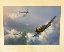 WW2 Adolf Galland and AVM Johnnie Johnson Personally Signed 30x23 Colour Print Titled The Straggler.