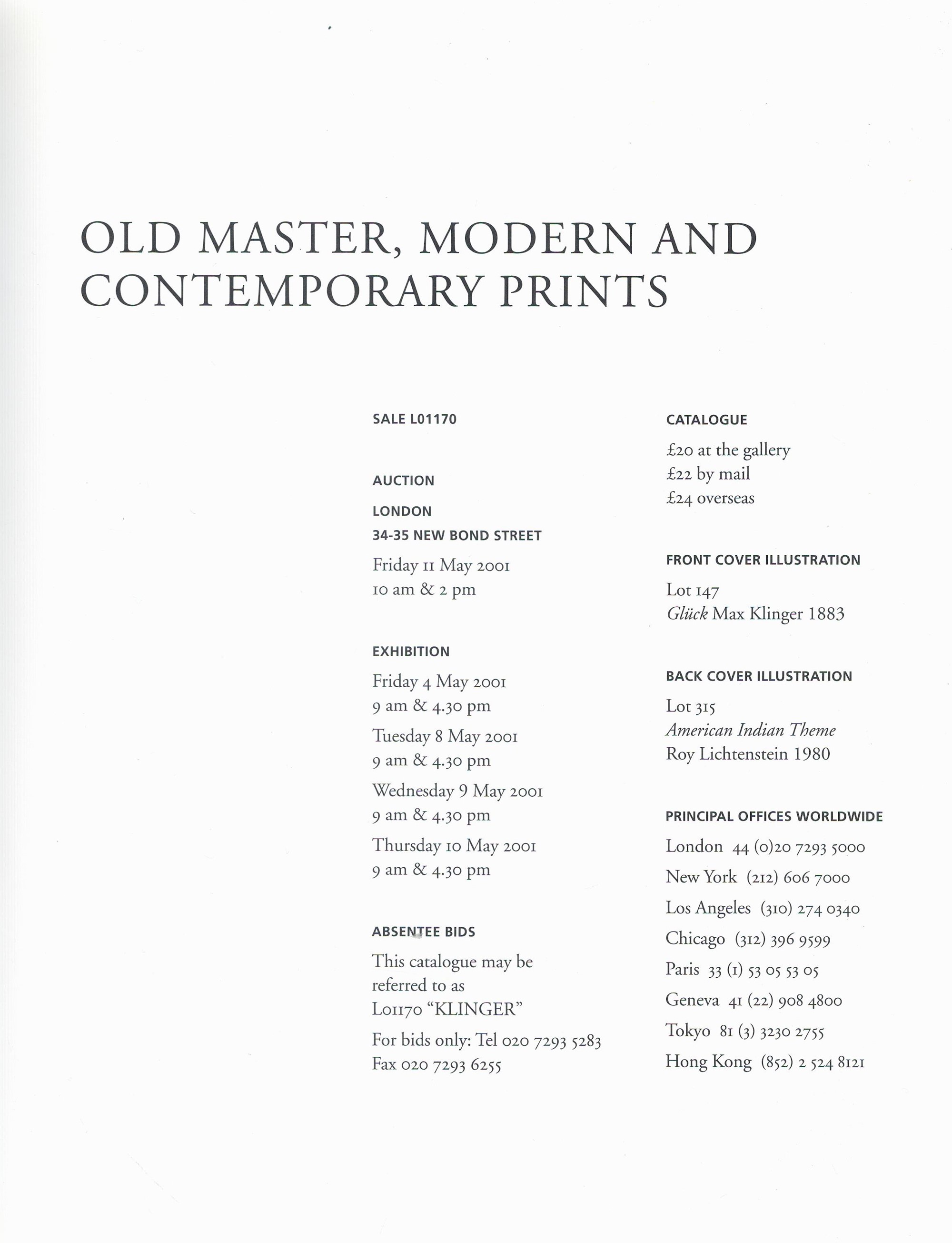 Sotheby's Old Master, Modern and Contemporary Prints Softback Book 2001 First Edition published by - Image 3 of 4
