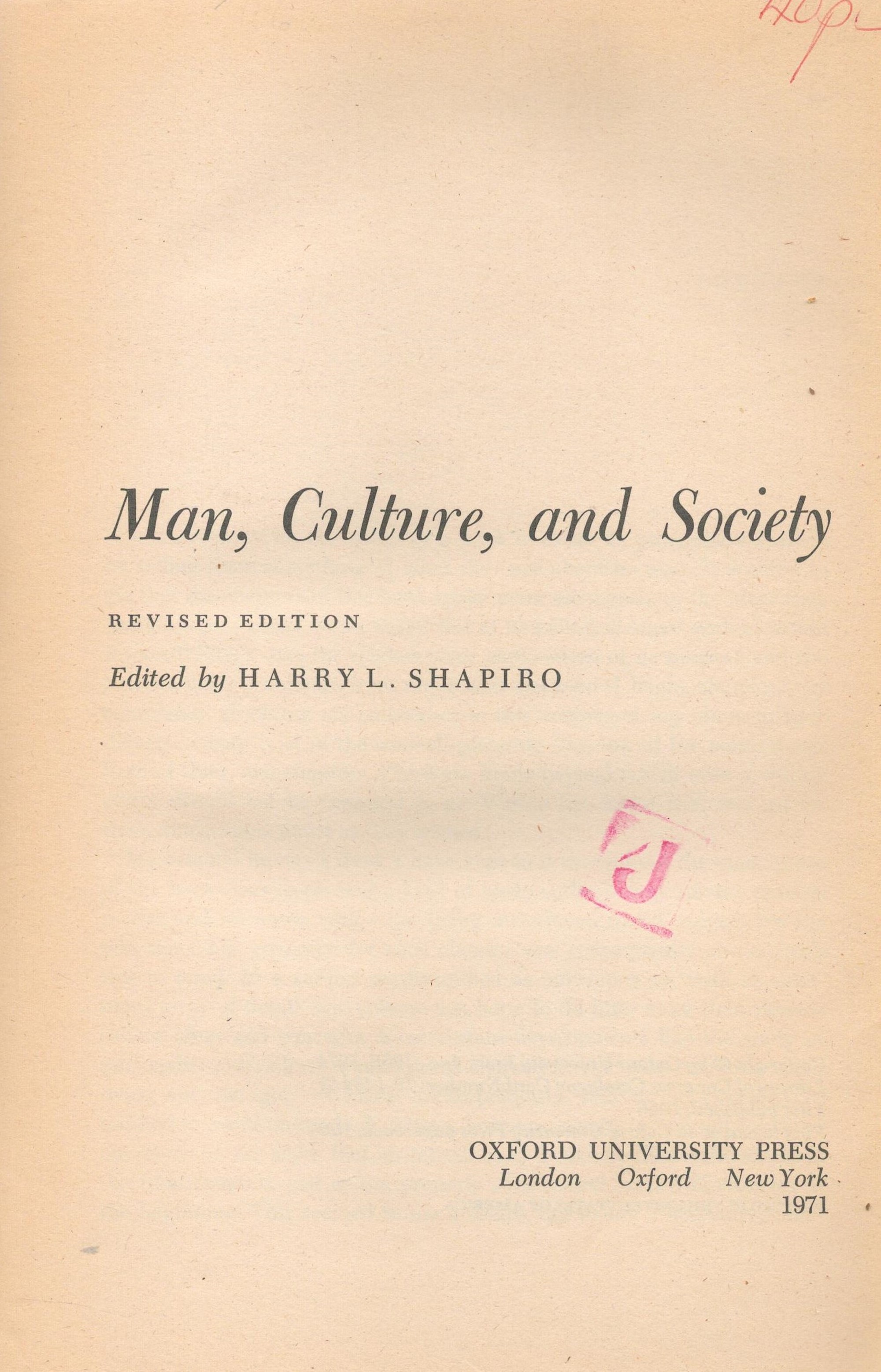 Man, Culture, and Society edited by Harry L Shapiro Softback Book 1971 Revised Edition published - Image 3 of 6