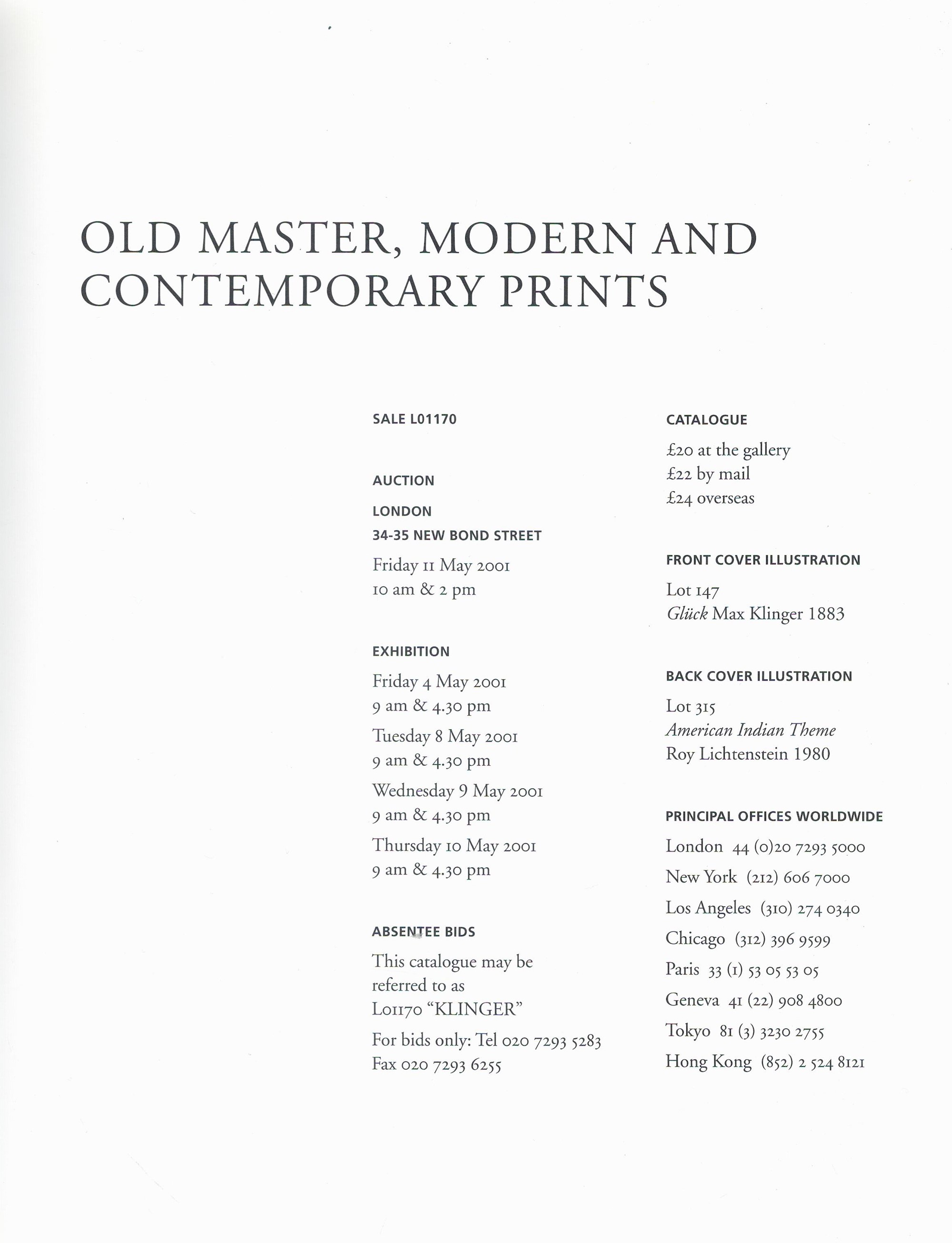 Sotheby's Old Master, Modern and Contemporary Prints Softback Book 2001 First Edition published by - Image 4 of 4