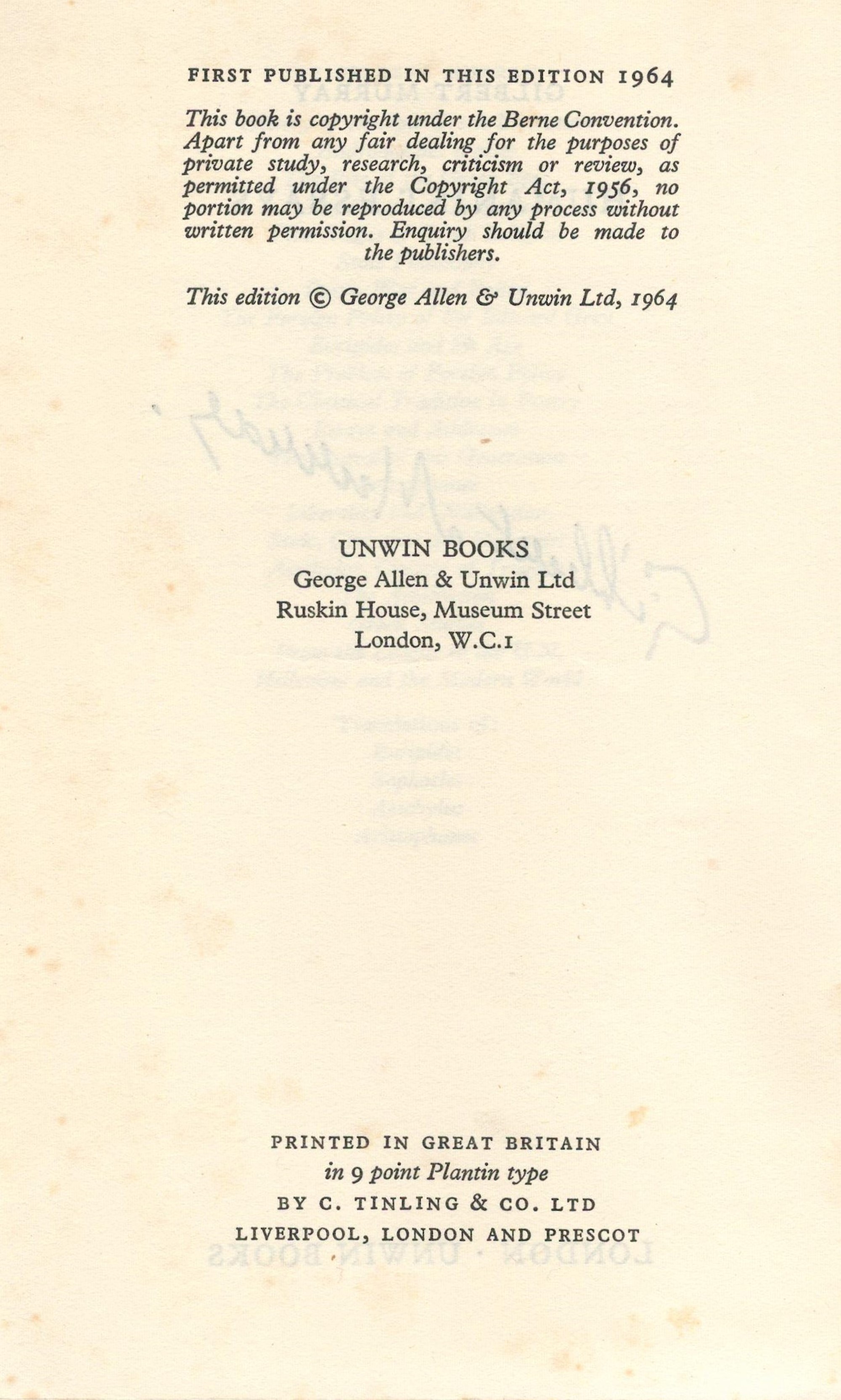 Humanist Essays by Gilbert Murray Softback Book 1964 First Edition published by Unwin Books ( - Image 5 of 6