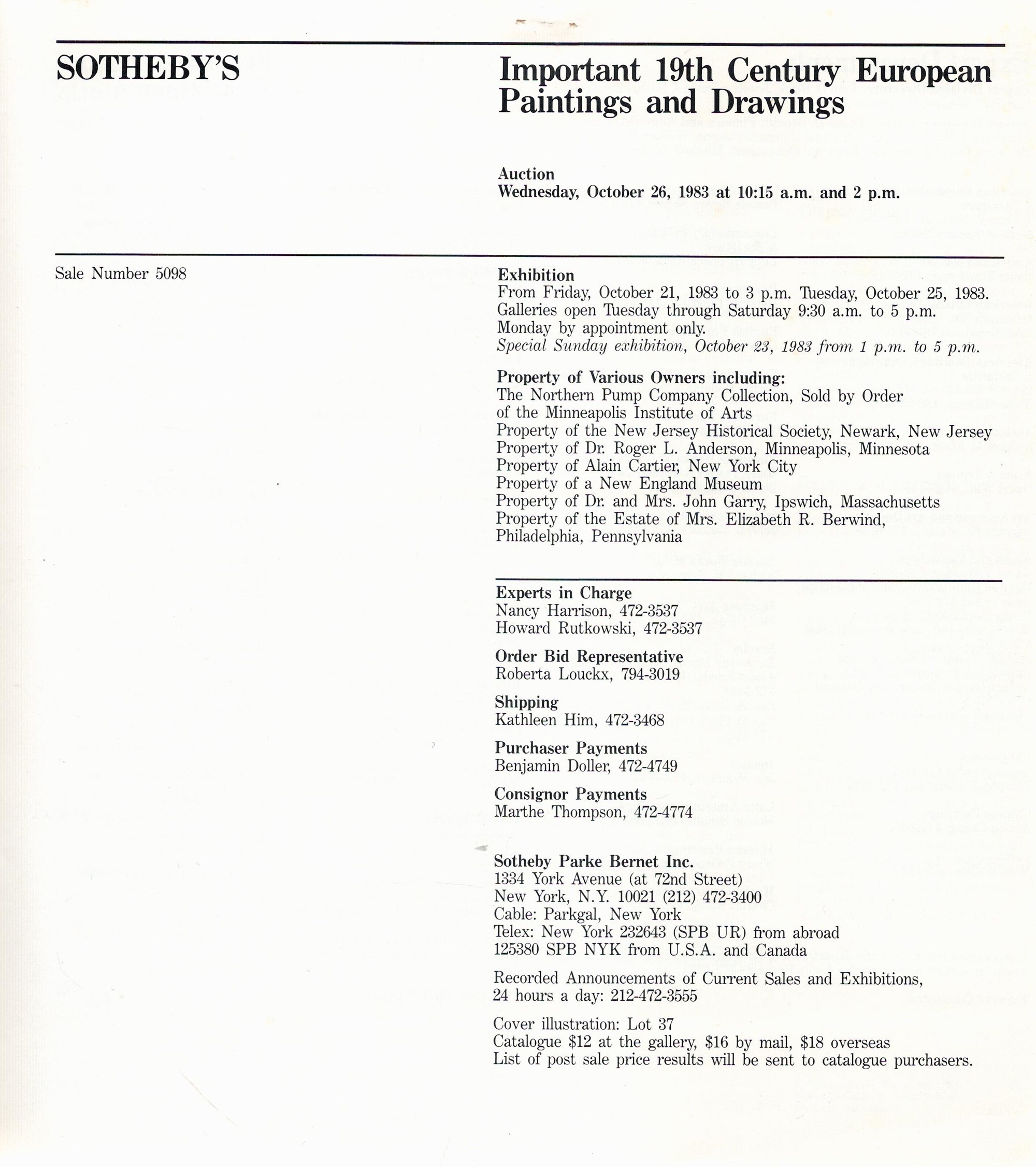 Sotheby's Important 19th Century European Paintings, Drawings and Watercolours Softback Book 1983 - Image 4 of 4