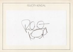 Felicity Kendal signed album page. Good condition. All autographs come with a Certificate of