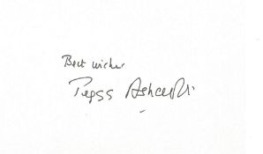 Dame Peggy Ashcroft signature on 3 x 5 white card. Good condition. Good condition. All autographs