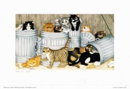 Linda Jane Smith signed Cat collection of 4 colour prints, approx 10x14 each. The work of Linda Jane