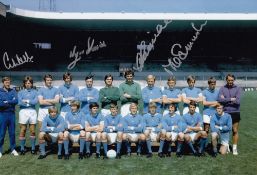 Autographed Man City 12 X 8 Photo - Col, Depicting A Superb Image Showing Players Posing For A Squad