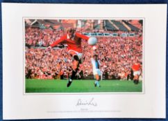 Denis Law signed 16x12 colour print pictured during his time with Manchester United 1962 1973. Denis