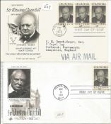 WW2 Collection of 2 Sir Winston Churchill FDCs Unsigned with stamps dated May 13th 1965. Good