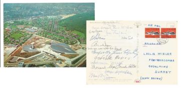 Participants of Modern Pentathlon 1964 Tokyo Olympics signed postcard (large 6 x 8). Good condition.