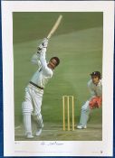 Gary Sobers signed 23x17 colour print pictured in action for the West Indies against England at