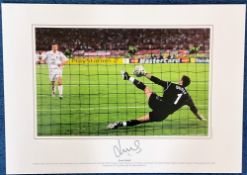Jerzy Dudek signed 16x12 colour print pictured in action for Liverpool during the penalty shootout