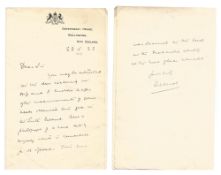 Viscount John Jellicoe, Governor General of New Zealand ALS dated 23rd August 1923. Good