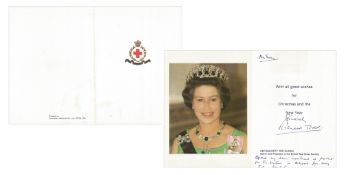 Richard Todd signed Red Cross Christmas card, inside features image of The Queen. Good condition.