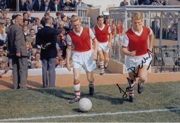 Autographed John Barnwell 12 X 8 Photo - Col, Depicting Barnwell And His Arsenal Team Mate George