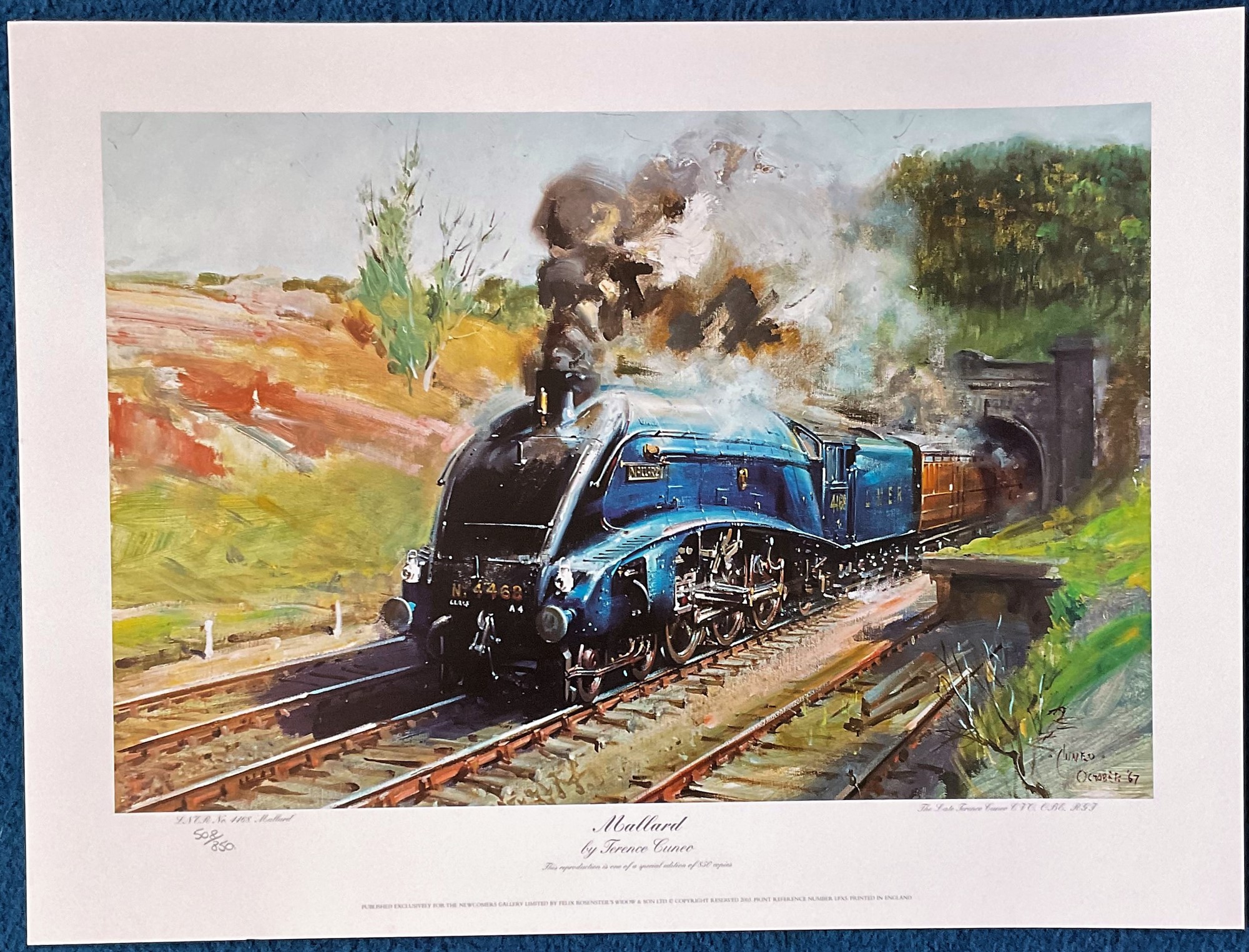 Mallard by Terence Cuneo , limited edition number 508 of 850, approx 14x18. The magnificent