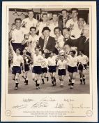 Tottenham Hotspur 1961 Double winners multi signed 20x16 colourised print 7 legends signature