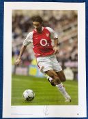Robert Pires signed Arsenal 23x17 big blue tube print pictured in action in 2002 limited edition