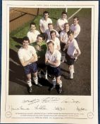 Tottenham Hotspur 1961 Double winners multi signed 23x17 colourised print 7 legends signature