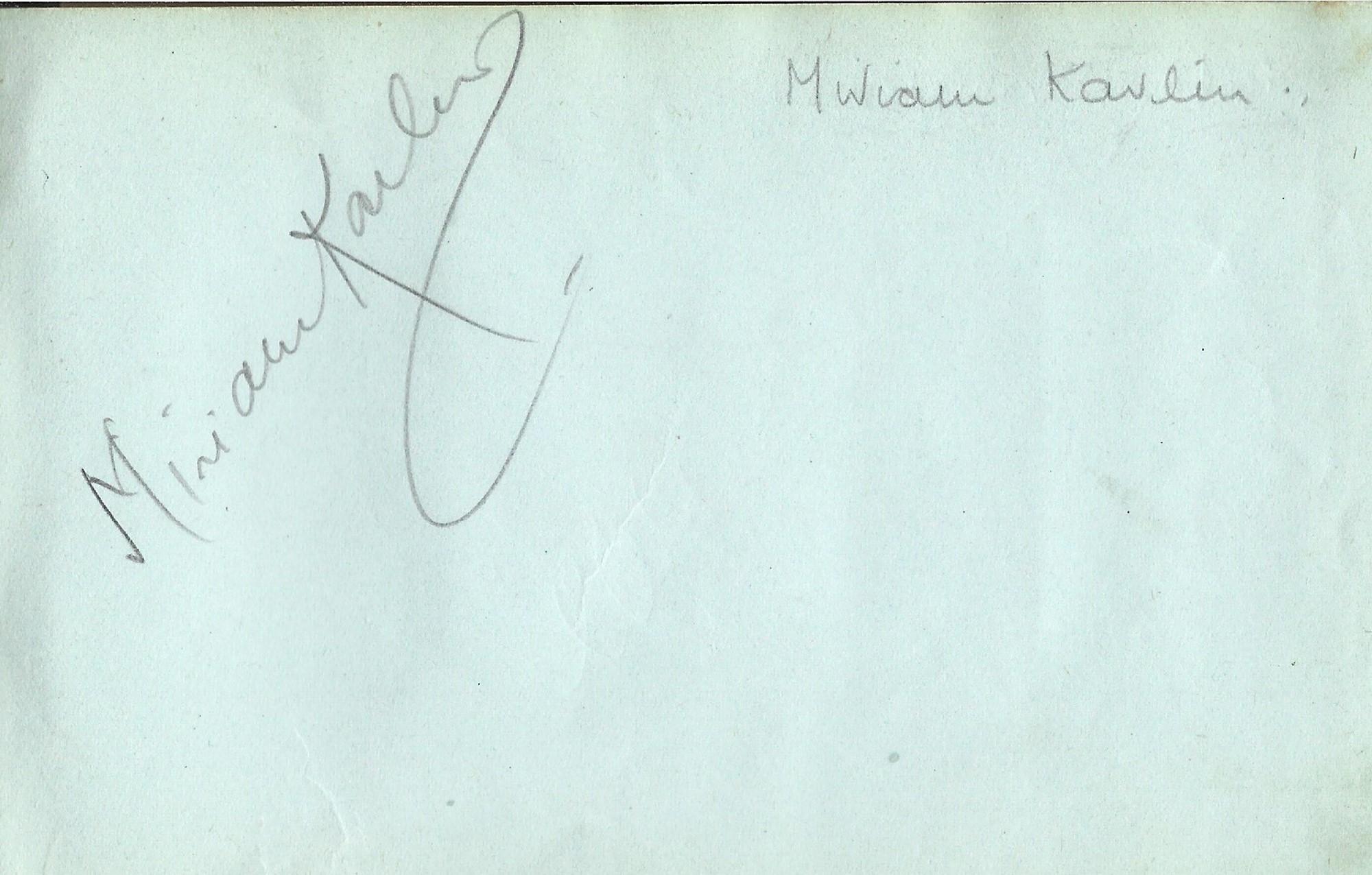 Autograph book. Contains signatures of Miriam Karlin, Jean Kent, Ann Shelton, Ruth Miller, Bill - Image 3 of 3
