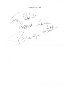 Penelope Keith signature on A5 sheet of headed paper (dedicated). Good condition. All autographs