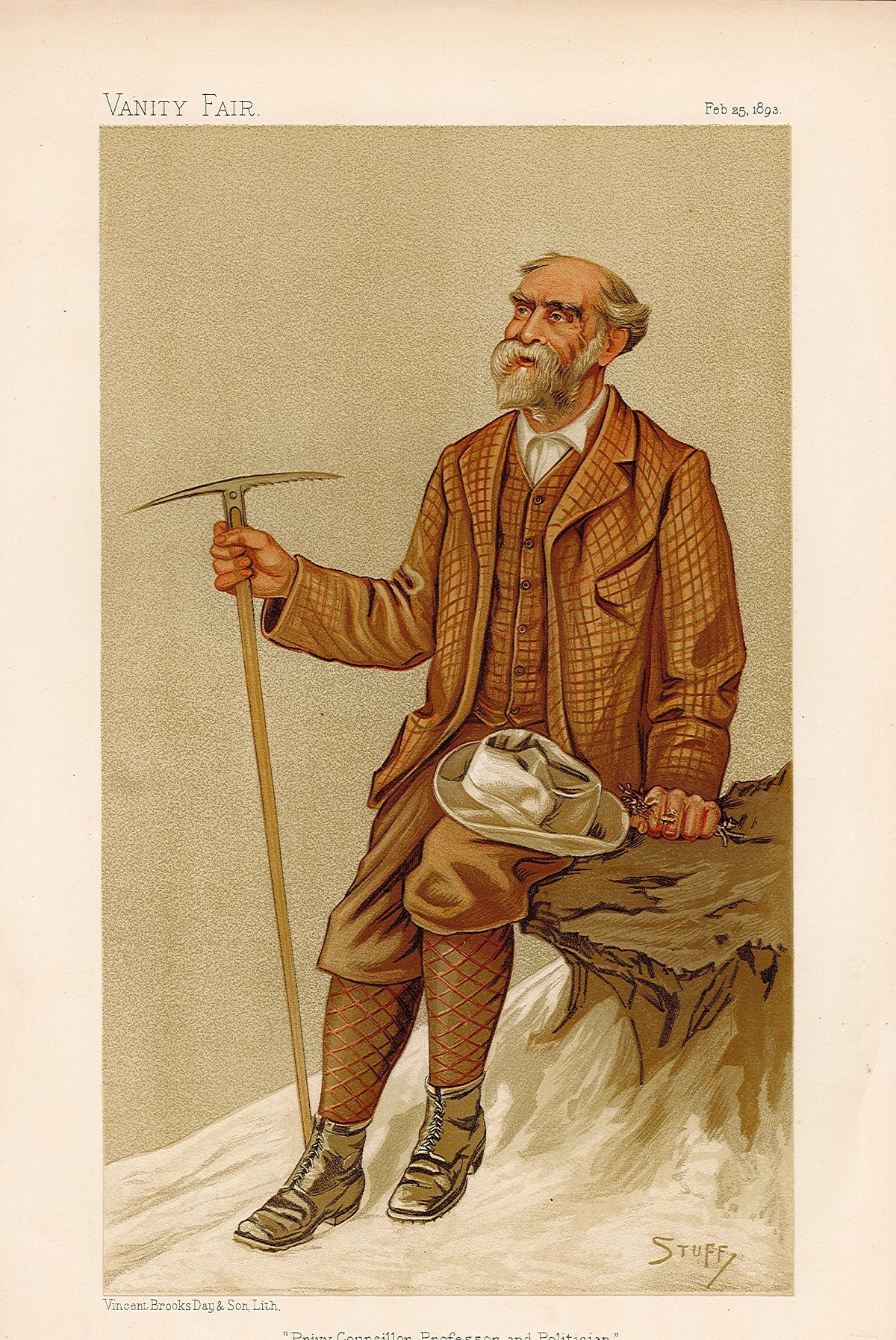Vanity Fair print. Titled Privy Councillor, Professor and Politician. Dated 25/2/1893. James