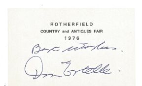Don Estelle signature on 3 x 4 1/2 Rotherfield Country and Antiques Fair 1976 card. Good