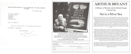 Sir Arthur Bryant TLS dated 11th October 1982, includes a black and white advertisement for his book