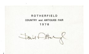 Sir David Attenborough signed card (approx 3 x 4 1/2) Rotherfield Country and Antiques Fair dated