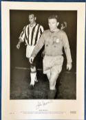 John Charles signed 23x17 black and white print pictured with the legendary Ferenc Puskas during his