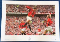 Ruud Van Nistelrooy signed Manchester United 23x17 big blue tube print pictured celebrating at Old